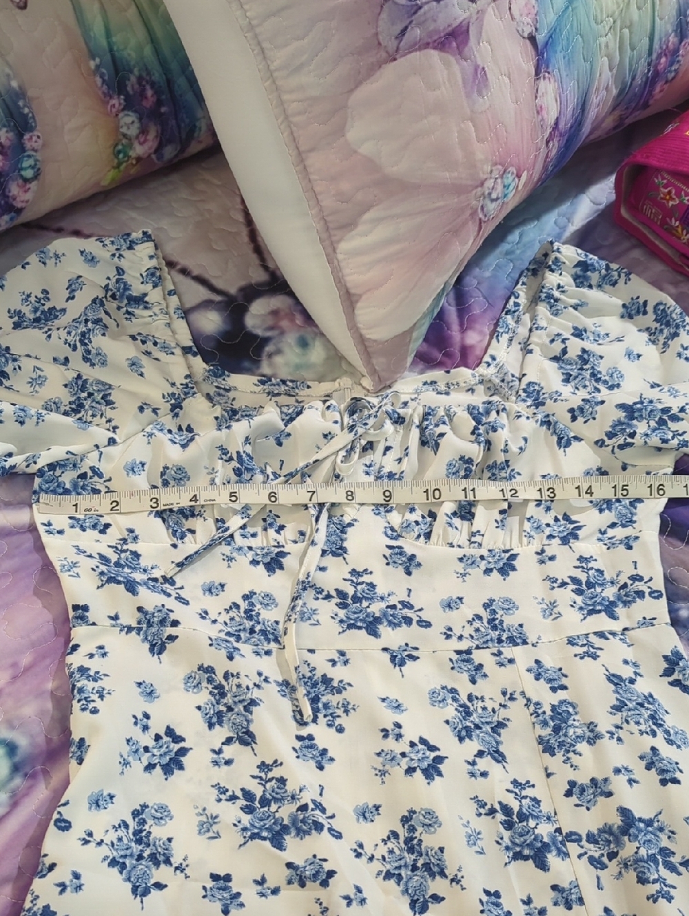 🌸 White & Blue Floral Off-Shoulder Maxi Dress 🌸Size Small | Never Worn - Picture 13 of 16